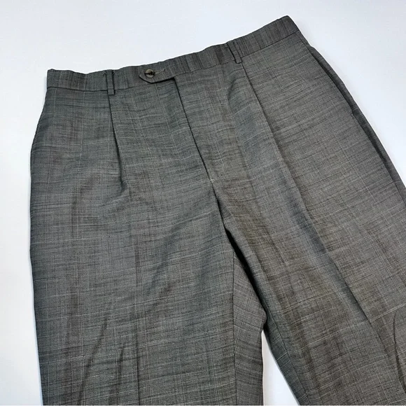 Vintage Tommy Hilfiger Wool Pleated Pants Men’s 36 Missing Button - Picture 3 of 10